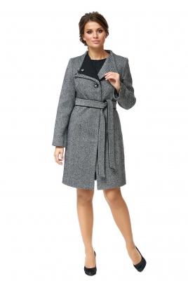 Длинное женское пальто из текстиля с воротником