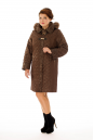 Женское пальто из текстиля с капюшоном, отделка песец 8009972