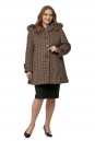 Женское пальто из текстиля с капюшоном, отделка песец 8016419