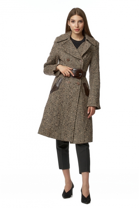 Женское пальто из текстиля с воротником 8017171